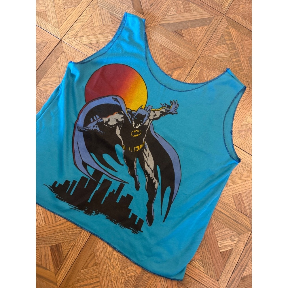 Vintage Batman‎ Graphic Tank Top Turquoise Blue Gotham City DC Comics Small 10